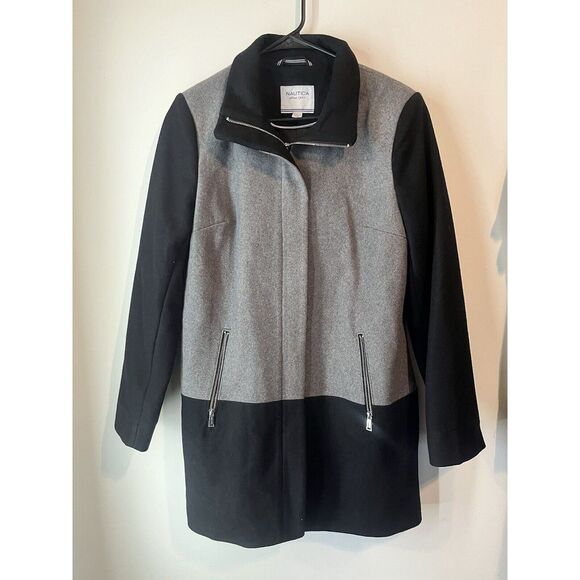 Nautica Peacoat Gray Heavy Weight Wool Blend Size Medium‎ - Picture 1 of 5